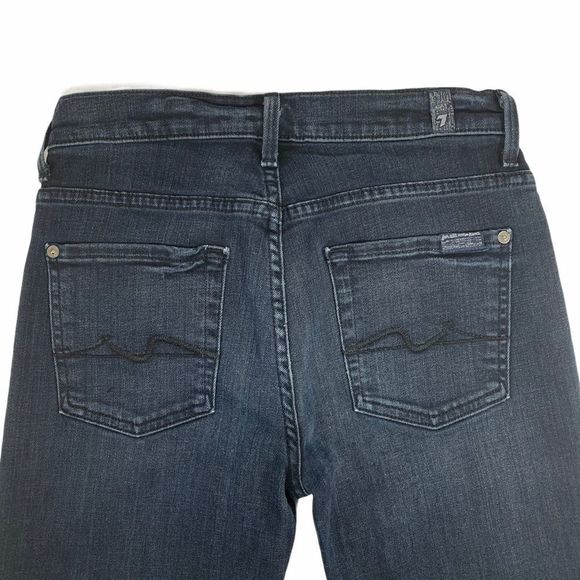 7 For All Mankind Dark Blue Straight Leg Jeans - Picture 2 of 10